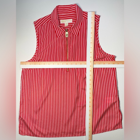 Michael Kors Red and White Stripe Top with gold MK hardware | Large - Picture 9 of 10
